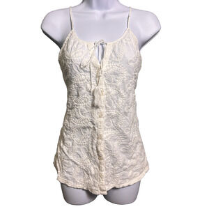 Laffaire Y2K Button Up Cami Womens Medium Paisley Embroidered Cottage Soft Girl